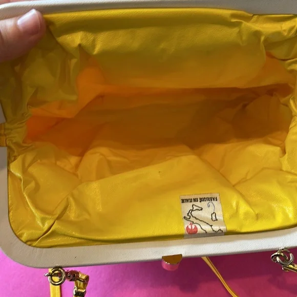 Vintage Yellow Clutch | Made in Italy | Elegant Evening Bag - Picture 11 of 13